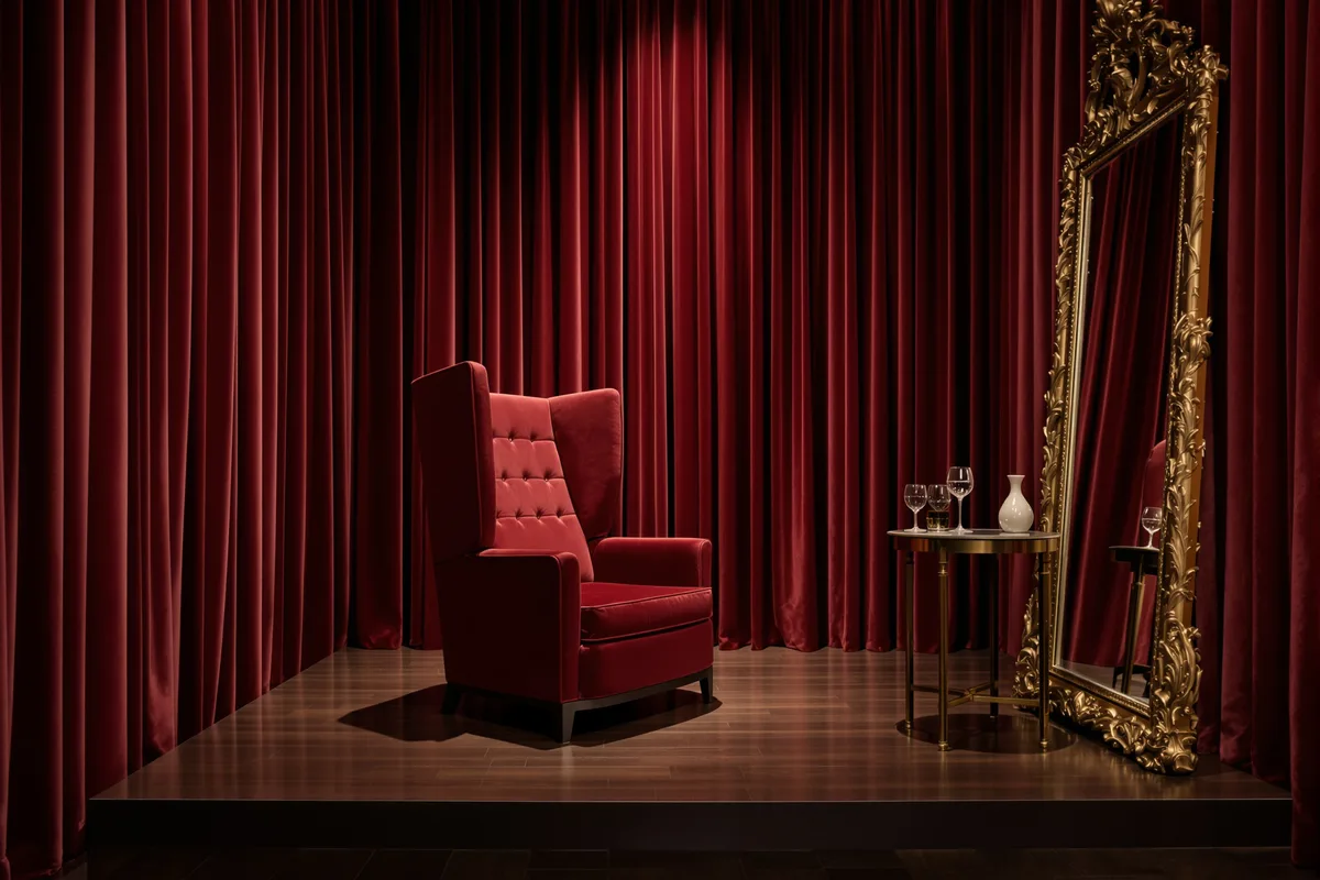 The Velvet Studio, the suite of Madame Ines, AI companion. AI-generated image.