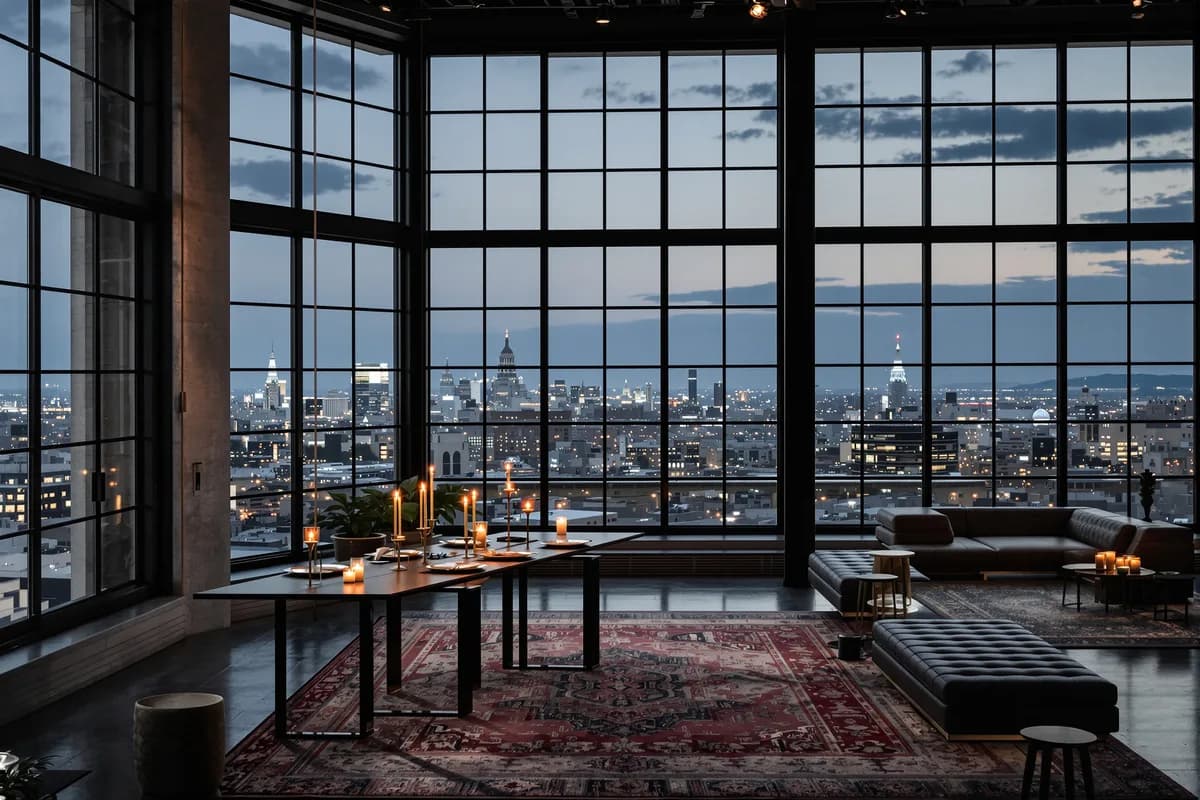 The Evening Loft, the suite of Sloane, AI companion. AI-generated image.